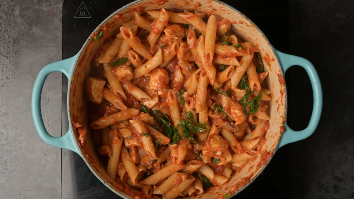 Chicken Tomato Pasta 25 Garnish and Serve