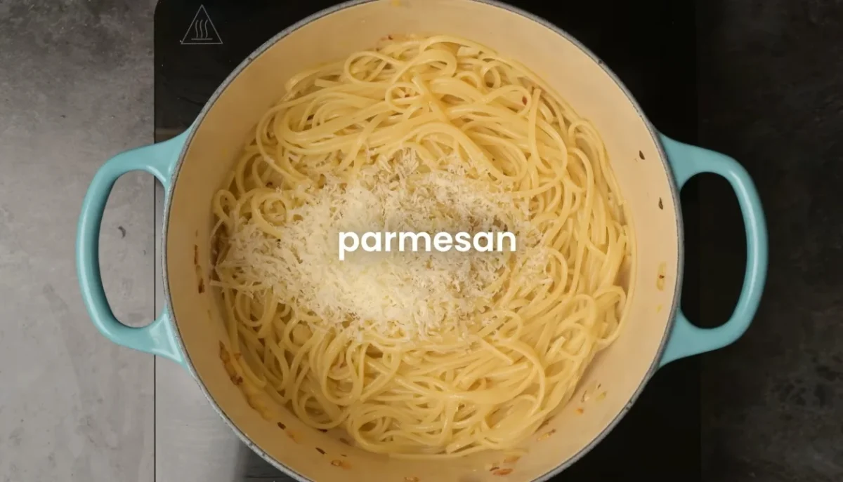 Butter Garlic Spaghetti 12 Add Parmesan and Season