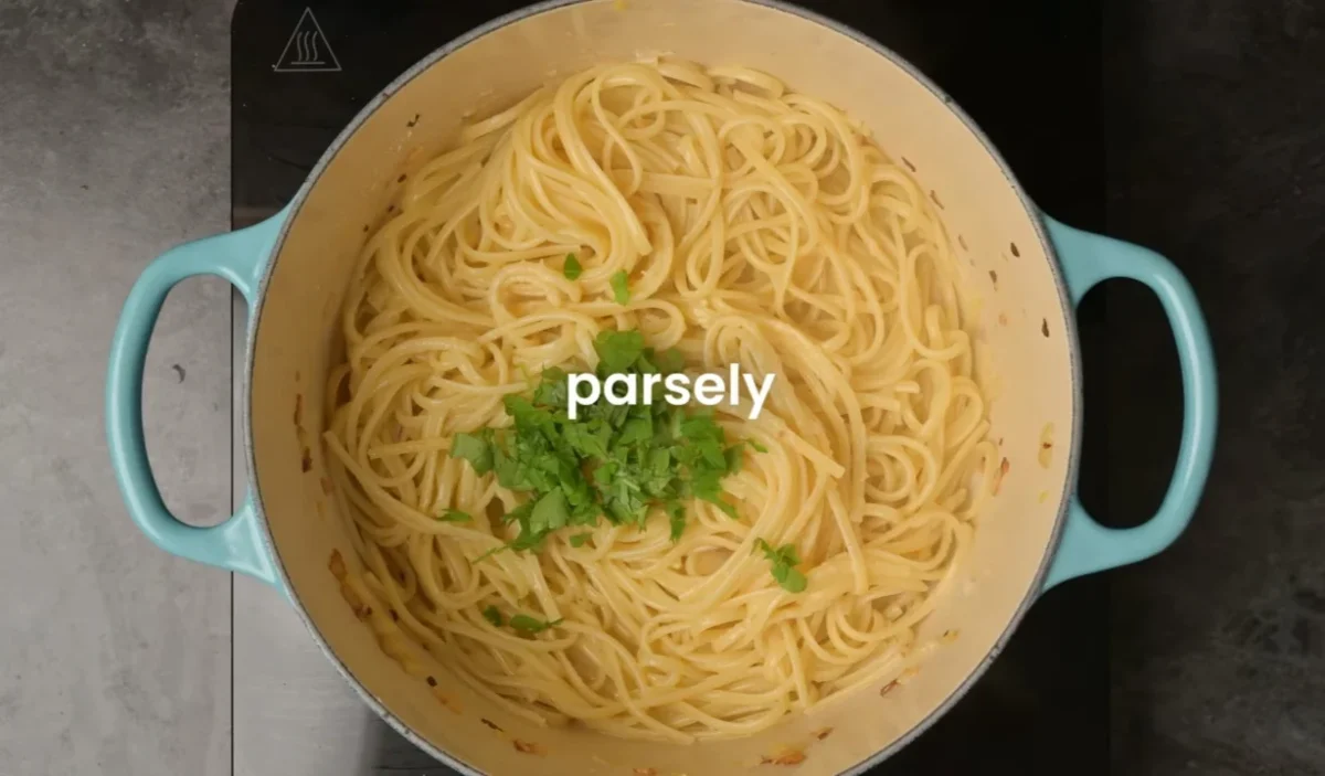 Butter Garlic Spaghetti 13 Add Parmesan and Season
