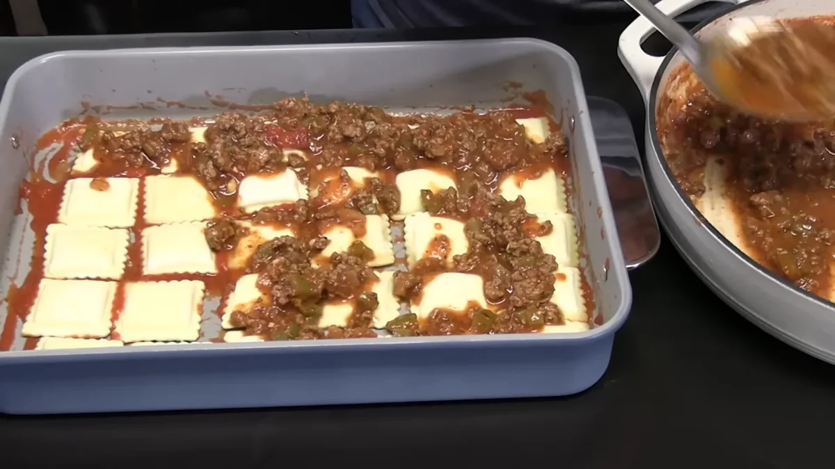 Spinach Ravioli Lasagna 8 Start Layering