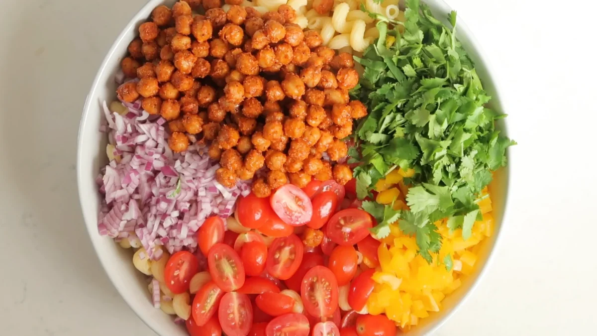 Buffalo Chickpea Pasta Salad 14 Assemble the Salad