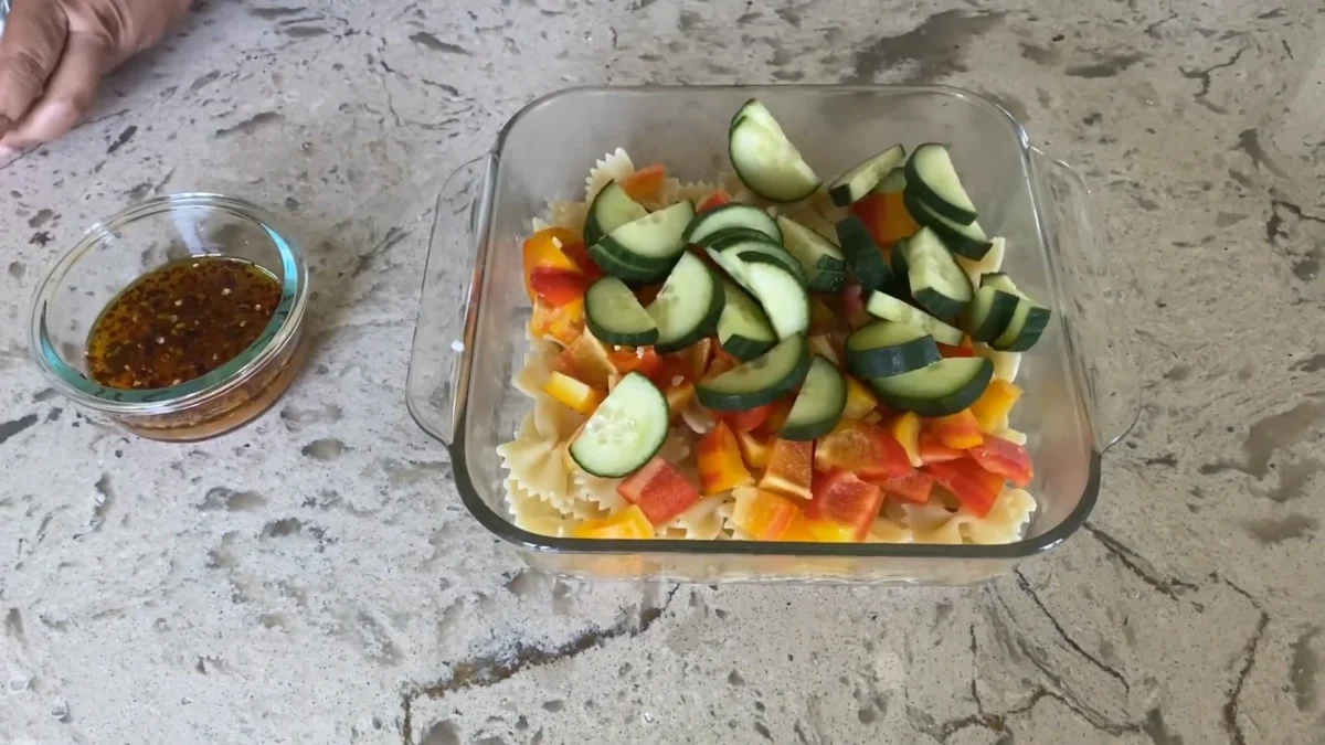 Mediterranean Farfalle Pasta Salad 9 Toss the Pasta with Veggies