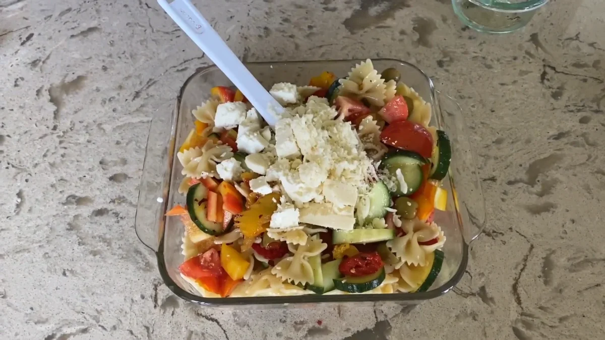 Mediterranean Farfalle Pasta Salad 14 Chill or Serve